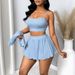 Summer New Women's Three-Piece Solid Color Slim Fit Simple Casual Top And Skirt Set_ecoleips.com