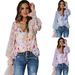 Women's Clothing Chiffon Cardigan Spring And Summer Loose Floral Pattern Fashion Lantern Sleeve Tops Women_ecoleips.com