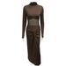 Y00248DC European American Cross-border Women's Clothing 2025 Autumn And Winter New Long-sleeve Patchwork Sheer Pleated_ecoleips.com
