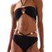 Women's Clothing Bikini Two-Piece Swimsuit Black Strap Hollow Out Design Polyester Fabric Bikini Set_ecoleips.com