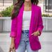 Women's Clothing autumn and winter solid color lapel small suit temperament commuter jacket_ecoleips.com