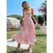 Floral Print Tie Waist Sleeveless Dress Gathered Bust Backless Slim A-Line Women's Dress_ecoleips.com