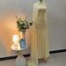 Women's Elegant Split-Slit Maxi Dress – Stretchy Polyester High-Waist Formal Gown With Belt (XS-XXXL, Yellow)_ecoleips.com