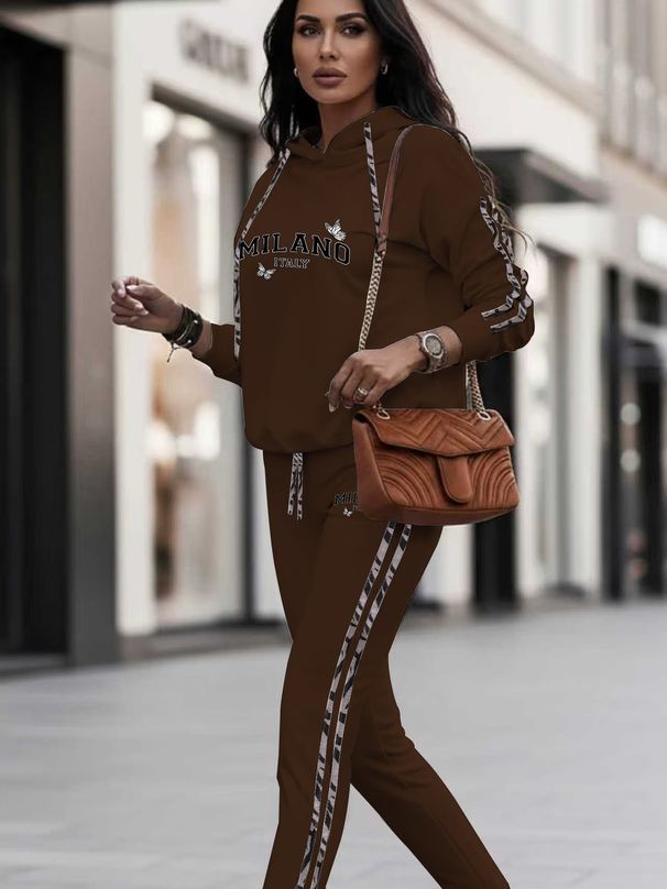 Women's Clothing Butterfly Print Hooded Suit Sweatshirt And Joggers Set American Style Spring Autumn Relaxed Artistic 0051 Print_ecoleips.com