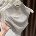 Women's Turtleneck Sleeveless Vest 2025 Spring And Autumn New Stylish Warm Brushed Collar Inner Layer Top_ecoleips.com