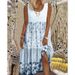 European And American Cross-Border Women's Summer Printed Strap Pink Loose Waist Mid-Size Plus Size Long Dress For Women_ecoleips.com