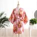 Summer Foreign Trade Adult Satin Peony Robe Bridal Nightgown Bathrobe Peacock Kimono_ecoleips.com