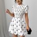 Women's Clothing Ladies New Elegant Waist Bow Print Bud Dress_ecoleips.com