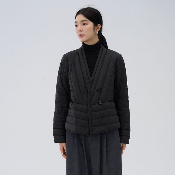 girl Girl Cross-Border Lightweight Down Jacket Women, Short V-Neck, Layer, Inner Wear, White Duck Down, Stylish Slimming Warm Coat_ecoleips.com