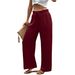 Women's High-Waisted Wide Leg Pants Casual Loose Fit Beach Vacation Trousers with Drawstring And Pockets_ecoleips.com