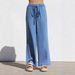 Women's Tencel Jeans For Spring Summer, Thin European And American Style, High Waist, Slimming, Straight Wide-Leg, Ice_ecoleips.com