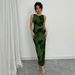 2026 New European And American Cross-Border Sleeveless Slim-Fit Long Dress, Tie-Dye Green Dress For Women, Fashionable,_ecoleips.com