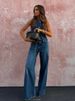 K New Women's Sleeveless Vest Fashion Wide Leg Pants Cowboy Set_ecoleips.com