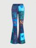 Women's Clothing Pattern Abstract Art Style Personality Trend Tight Flared Trousers_ecoleips.com