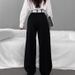 Women's Clothing High Waist Temperament Elegant Contrast Color Cross Waist Wide Leg Trousers_ecoleips.com