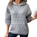Women's Clothing autumn new solid color women's hooded sweatshirt casual style pocket quilted long sleeved top_ecoleips.com