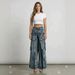 Women's Casual Cotton Denim Jeans With Symmetrical Slit Faux Two-Piece Skirt Style For Street Fashion Summer Spring/Autumn Regular Fit_ecoleips.com