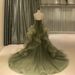 "Ethereal Forest Wedding Dress – Light Chiffon Studio Photography Gown, Fairy-Inspired Greens, XS-XXXL"_ecoleips.com
