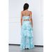 Women's clothing new suspender chest wrap printed sleeves backless tops slit two piece set_ecoleips.com
