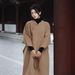 girl Vintage Women's Clothing Sand Washed Linen Long Cotton Coat With Side Buttons_ecoleips.com