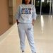 Women's Clothing Fleece Lined Two Piece Set American Style Crew Neck Printed Sweatshirt Casual Sweatshirt Suit_ecoleips.com