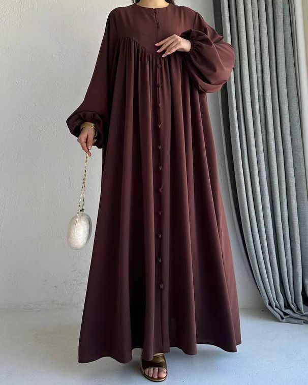 Muslim Dress Women Elegant Middle Eastern Muslim Abaya – Flowy Skirt Modest Dress For Women (S-XXL)_ecoleips.com