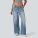 Trendy High-Waisted Zip-Fly Jeans For Women - Stretch Denim With Diagonal Button Detail (Dark Blue/Light Blue/Black/Navy, XS-XL)_ecoleips.com