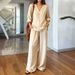 Women's Casual Spring Set V Neck Pullover Long Sleeve Top with Pants Spot Trade Cross Border New 2026_ecoleips.com
