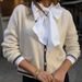 Elegant V-Neck Knit Cardigan For Women – Soft & Stylish Layering Piece For Autumn & Winter (S-L, White)_ecoleips.com