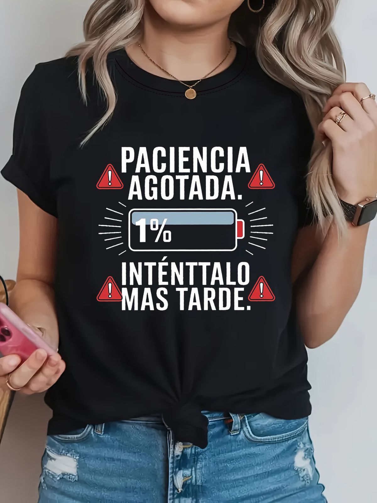 PACIENCIA AGOTADA 1% INTÉNTALO MÁS TARDE.Letter Print Women's T-shirt Short Sleeve Crew Neck Casual Top For Summer Spring_ecoleips.com