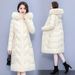 Women's Plus Size Long Puffer Coat Wth Detachable Faux Fur Hood, Winter Warm Thickened Down Alternative Jacket, Oversized Casual Outerwear For Women_ecoleips.com