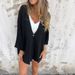 Women's Clothing Solid Color V Neck Fashion Loose Tops Women's Long Sleeved Cardigan_ecoleips.com