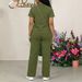 Women's Clothing Women's Short Sleeve Top And Pants Set | Casual Summer Two-Piece Outfit In Army Green_ecoleips.com