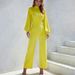Women's Sexy Wide Leg Pants Summer Solid Color High Neck Backless Long Sleeved Casual Jumpsuit Trousers_ecoleips.com
