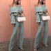 European And American 2025 Casual Fashion Women's Solid Color Cardigan Long Sleeved Sweater Trousers Two Piece Suit_ecoleips.com