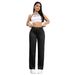 Women's Stretch Washed Denim Straight Leg Jeans With Drawstring Waist - Comfortable Casual Blue Jeans For Everyday Wear_ecoleips.com