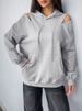 K New Hooded Solid Color Zipper Adjustable Hollow Long Sleeved Sweatshirt For Women_ecoleips.com