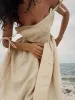 TARUXY Sexy Backless Beach Dress For Women V Neck Splice Folds Long Dresses Womens Party Elegant Bandage Maxi Sundress Female_ecoleips.com