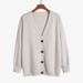 Fall/Winter Women's Knit Sweater With Loose, Casual V-Neck Jacket And Thick Cardigan Jacket For Wholesale_ecoleips.com
