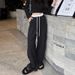 American Black Sports For Women's Spring And Autumn 2025 New High Waisted Loose Casual Sweatpants With A Hanging Feel_ecoleips.com
