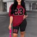 Women's Clothing Solid color all match digital printing two piece short sleeved shorts loose casual spring and summer_ecoleips.com