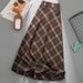 New Plaid Skirt Women's Retro Large Size Medium And Long A-shaped Skirt Large Swing Skirt High Waist And Thin Long Skirt_ecoleips.com