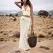 Women's High-Waisted Full Skirt Beachwear Summer Elegant Textured Skirt With Conch Shell Metallic Accessories_ecoleips.com