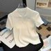 Women's Slimming Collared Knit T-Shirt Short Sleeve Thin Style Summer New Fashion Top_ecoleips.com