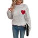 Women's Clothing Sweetheart Knit Sweater - Winter Valentine's Day Semi-Turtleneck Pullover For Women_ecoleips.com