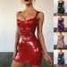 Sexy Disco Socialite Goddess Lady Shiny Strapless Waist-Cinching Slimming PU Leather Strap Dress Q176_ecoleips.com