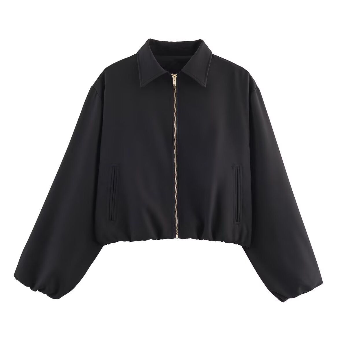 Women's Casual Lapel Zipper Puff Jacket – Lightweight Quilted Coat For Autumn & Winter, Stylish Outerwear For Work & Daily Wear_ecoleips.com