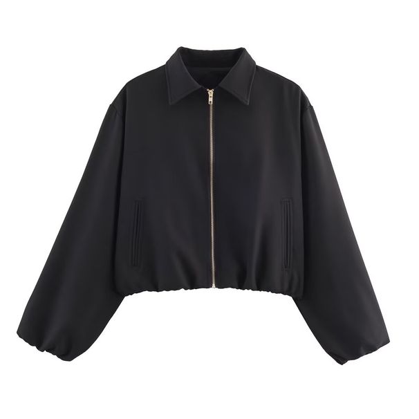 Women's Casual Lapel Zipper Puff Jacket – Lightweight Quilted Coat For Autumn & Winter, Stylish Outerwear For Work & Daily Wear_ecoleips.com