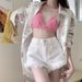 2025s Waist Pink Denim Shorts For Women Summer 2025 New High Street Ins Trend Loose Frayed A-Line Slimming Hot Pants_ecoleips.com