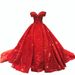 One Shoulder Toast Dress Tutu Skirt Red Dreamy Trailing Wedding Dress Female_ecoleips.com